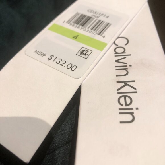 NWT Calvin Klein Holiday Fit and Flare Belted Midi Dress Size 4 Malachite - Picture 8 of 10